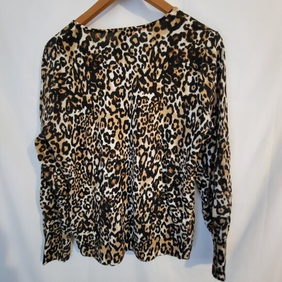 Women's Talbots XLp Merino Wool Sweater Leopard Print Petite - Picture 3 of 3